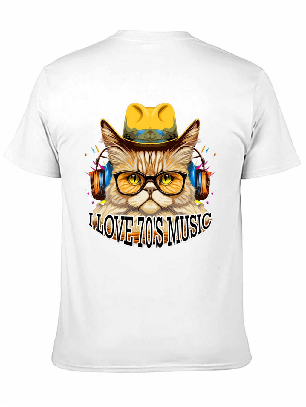 Retro Cat T-Shirt - I Love 70s Music Tee