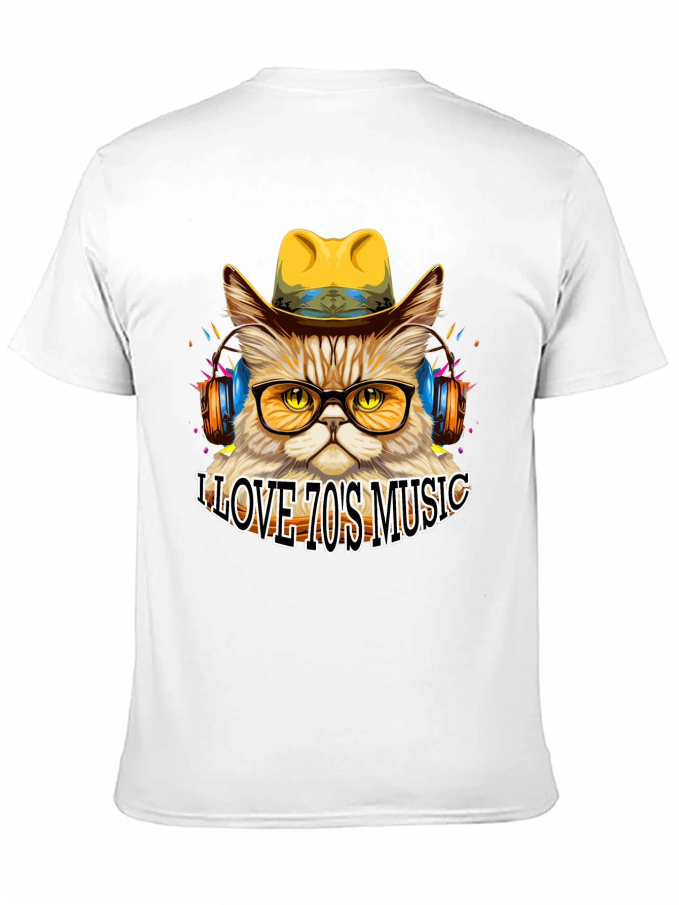 Retro Cat T-Shirt - I Love 70s Music Tee