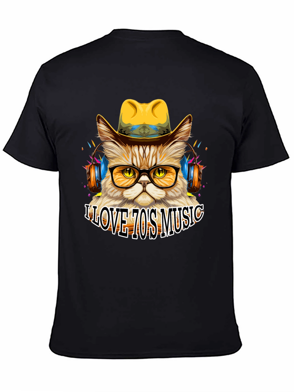 Retro Cat T-Shirt - I Love 70s Music Tee