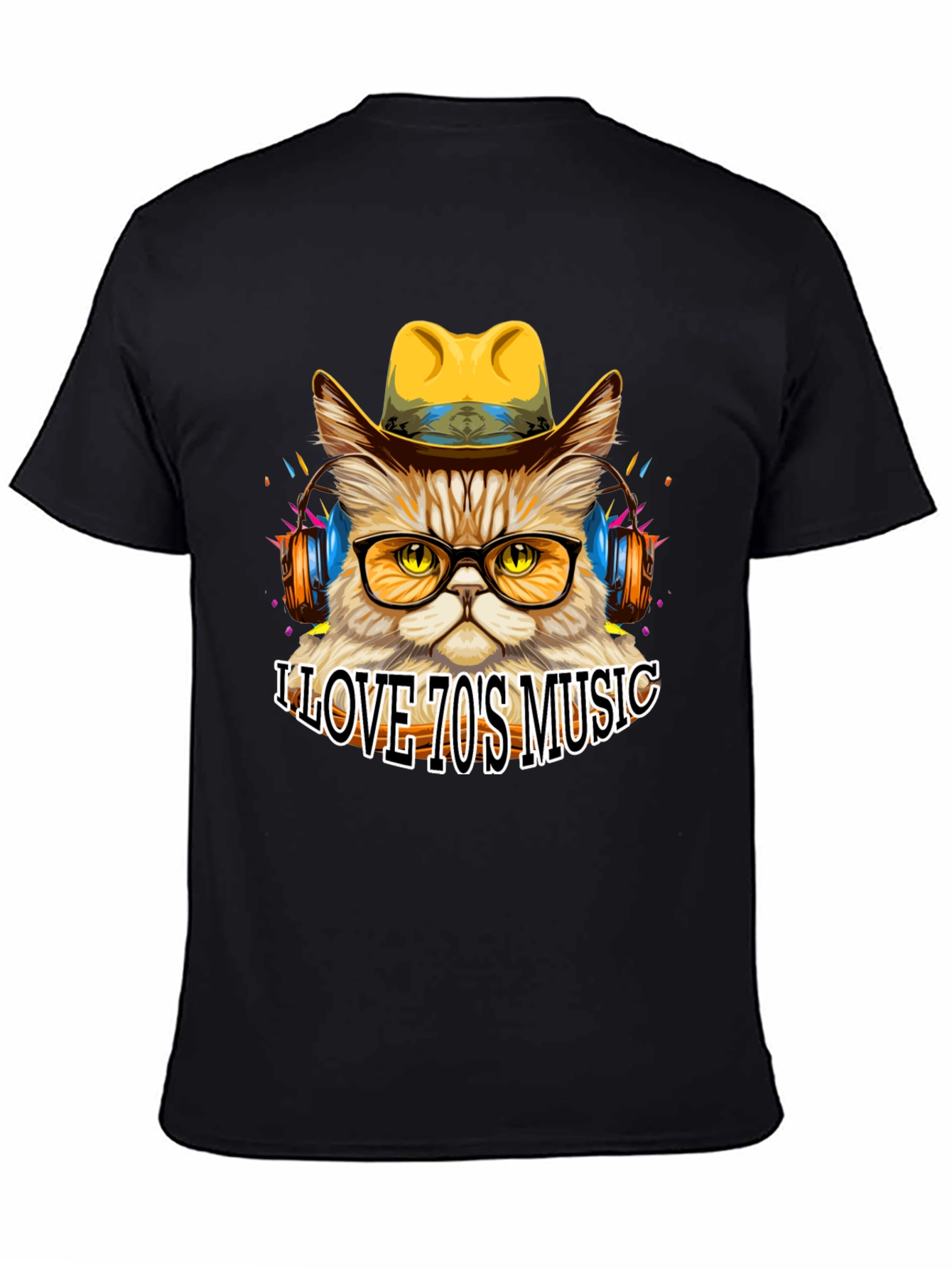 Retro Cat T-Shirt - I Love 70s Music Tee