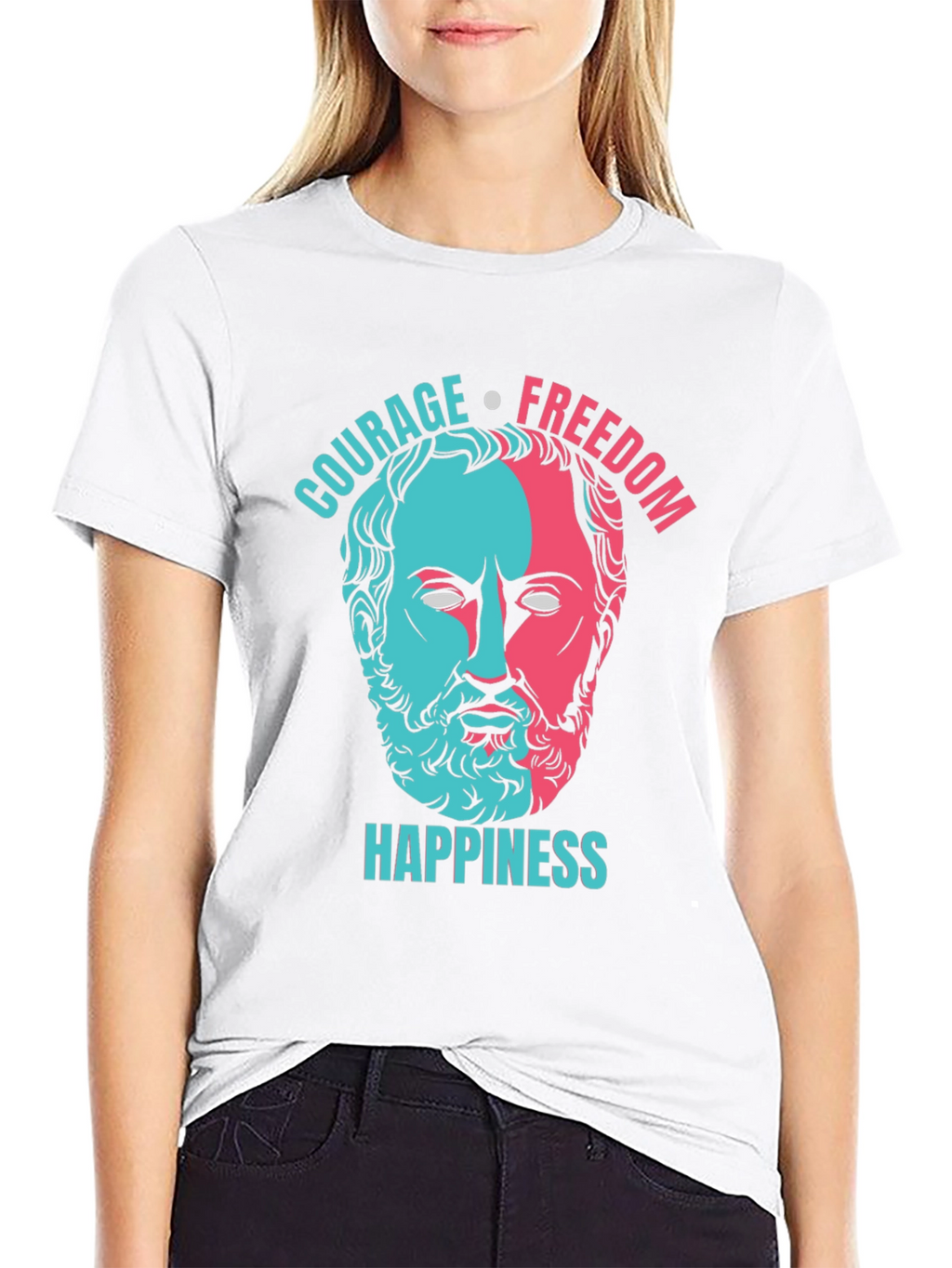 Philosopher T-Shirt: Courage Freedom Happiness