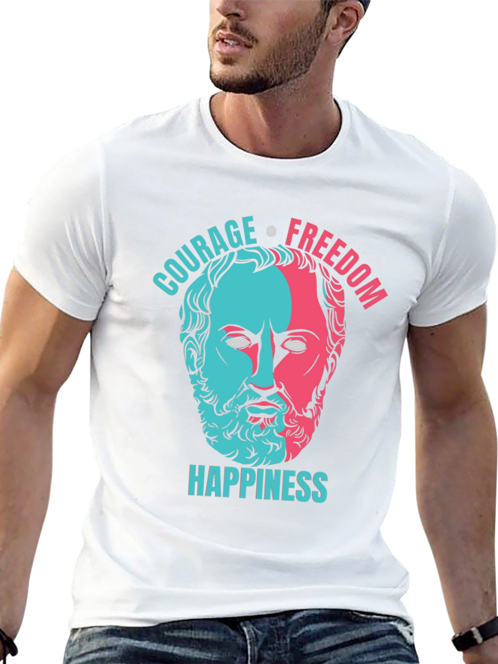 Philosopher T-Shirt: Courage Freedom Happiness