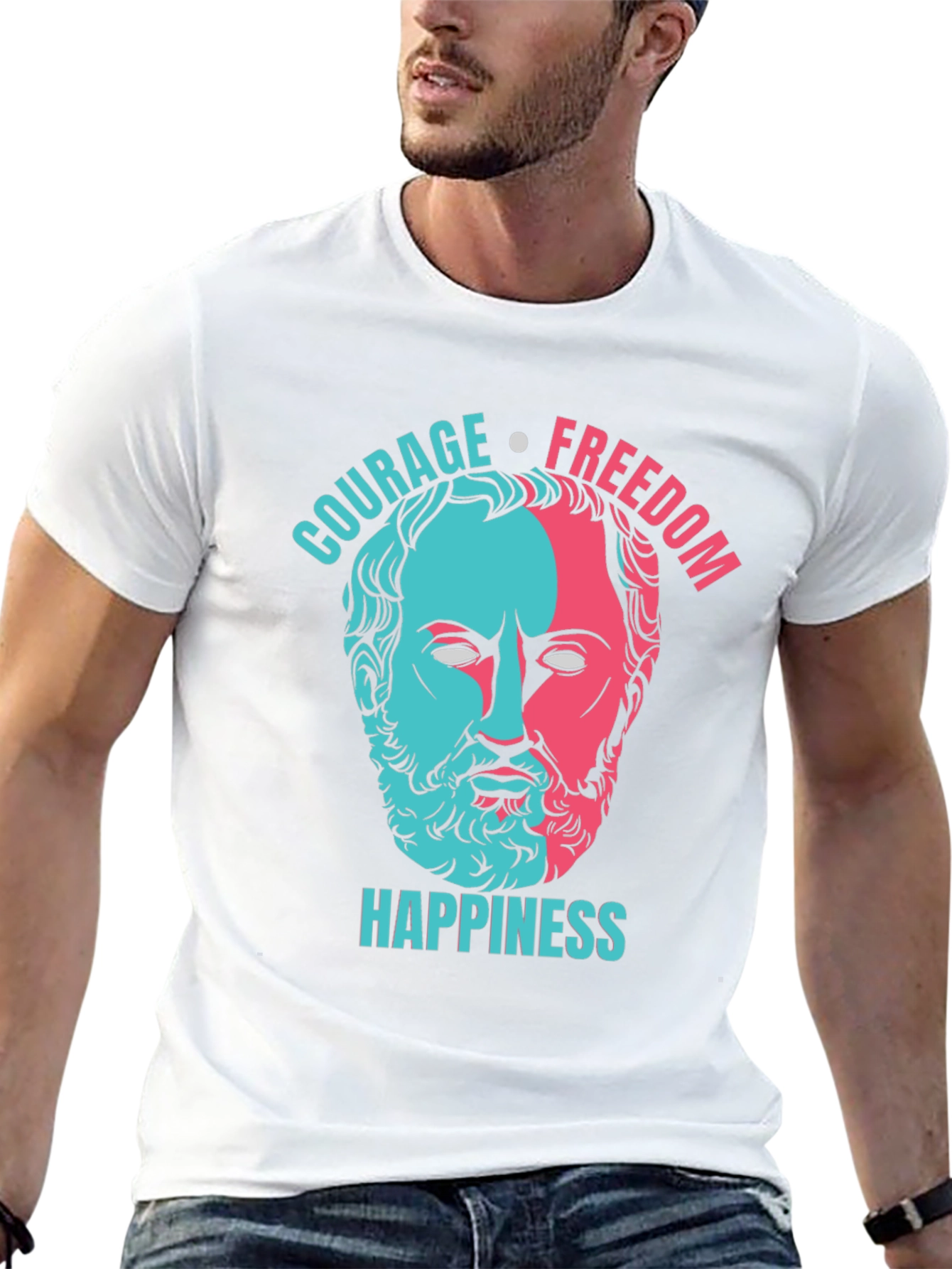 Philosopher T-Shirt: Courage Freedom Happiness