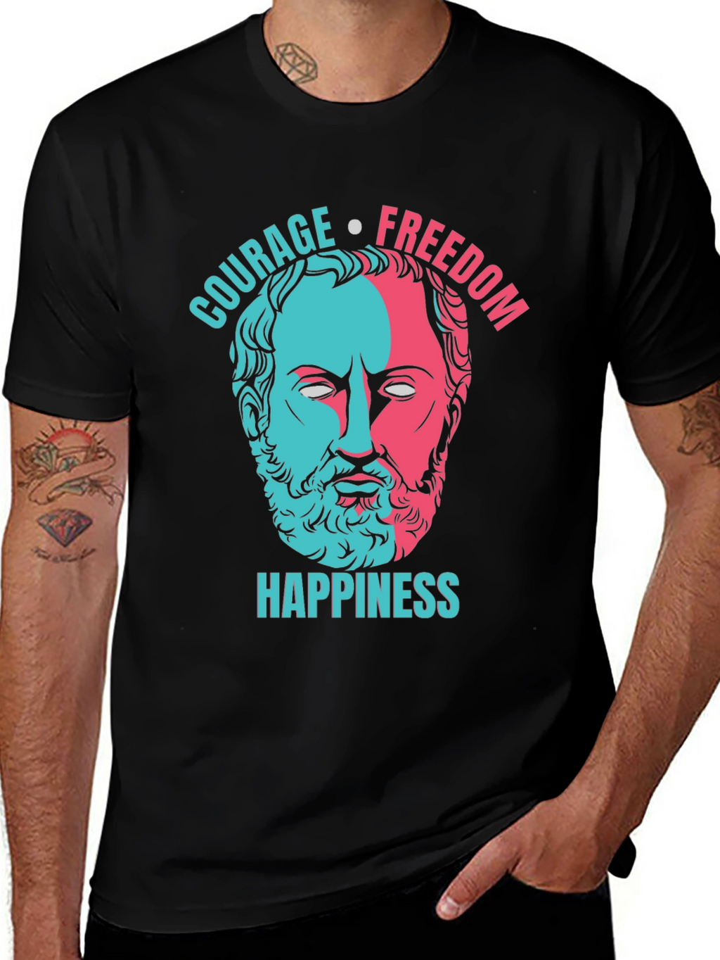 Philosopher T-Shirt: Courage Freedom Happiness