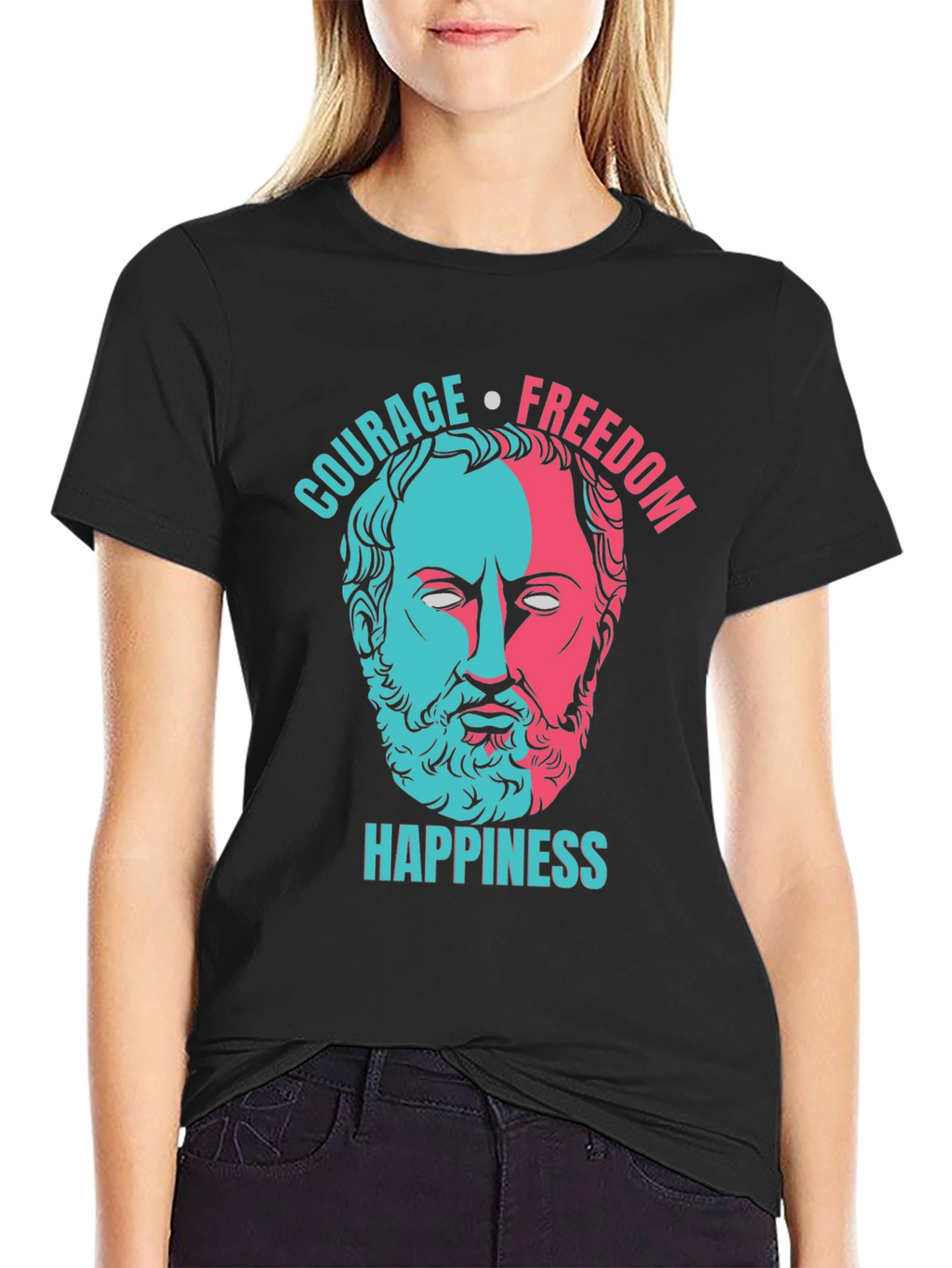 Philosopher T-Shirt: Courage Freedom Happiness