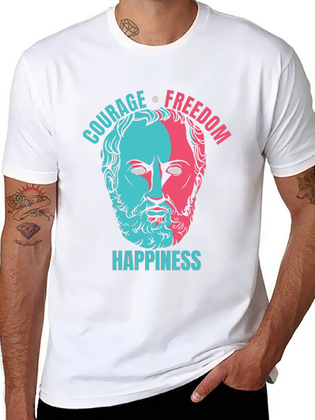 Philosopher T-Shirt: Courage Freedom Happiness