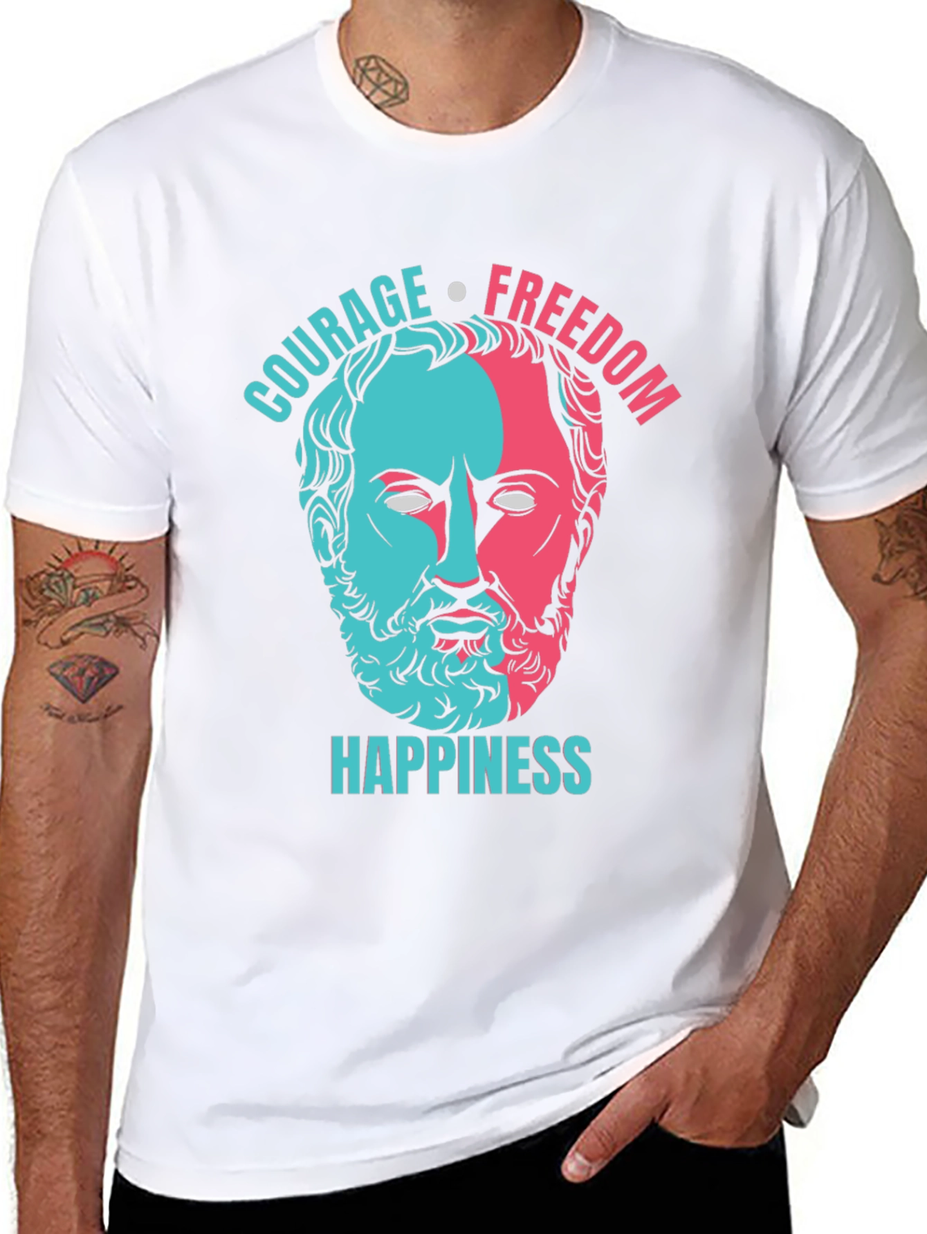 Philosopher T-Shirt: Courage Freedom Happiness