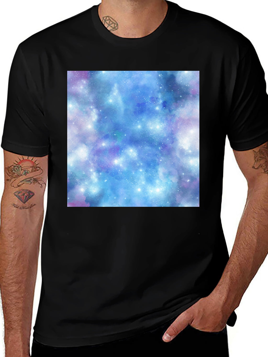 Galaxy Print Black T-Shirt