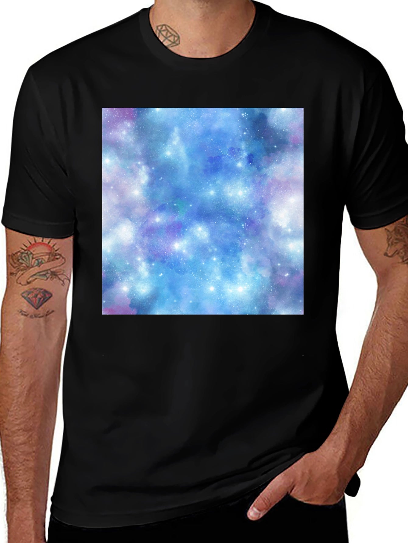 Galaxy Print Black T-Shirt