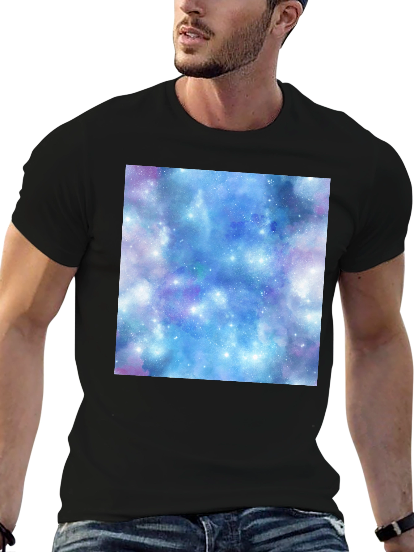 Galaxy Print Black T-Shirt