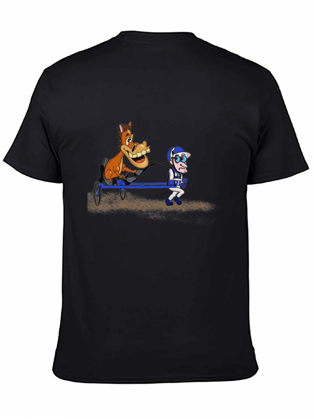 Cartoon Horse & Jockey Black T-Shirt
