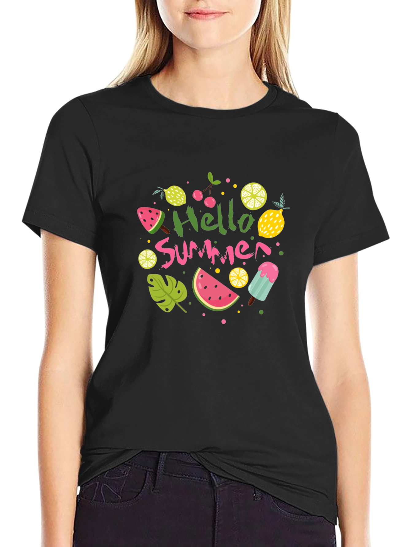 Hello Summer Graphic Tee - Black