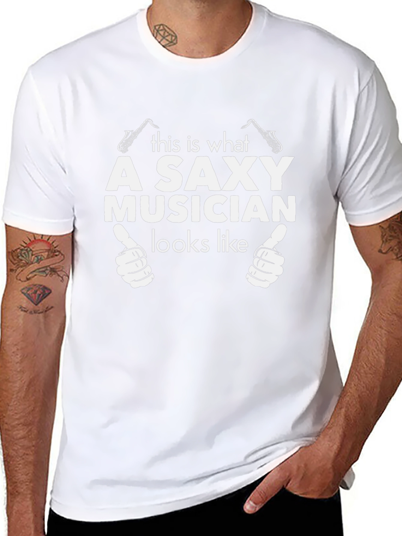 Saxy Musician Graphic Tee - Black Cotton T-Shirt