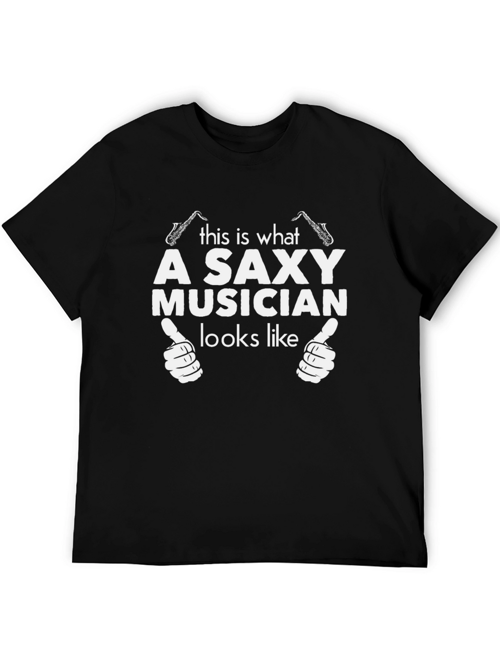 Saxy Musician Graphic Tee - Black Cotton T-Shirt