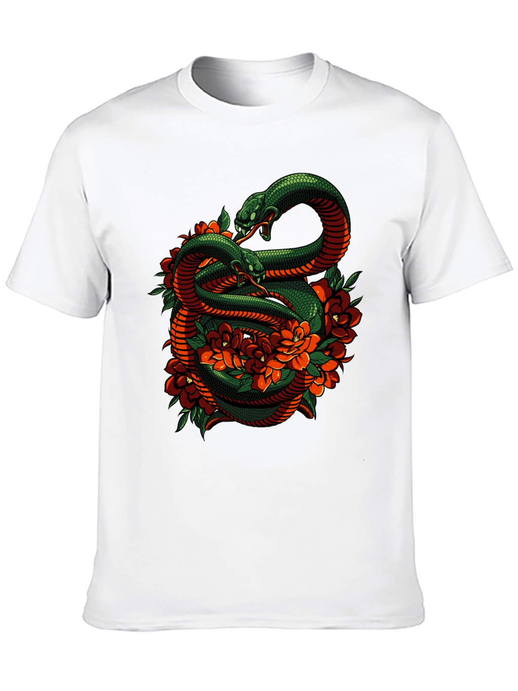 Snake & Roses Graphic Tee - Edgy Style