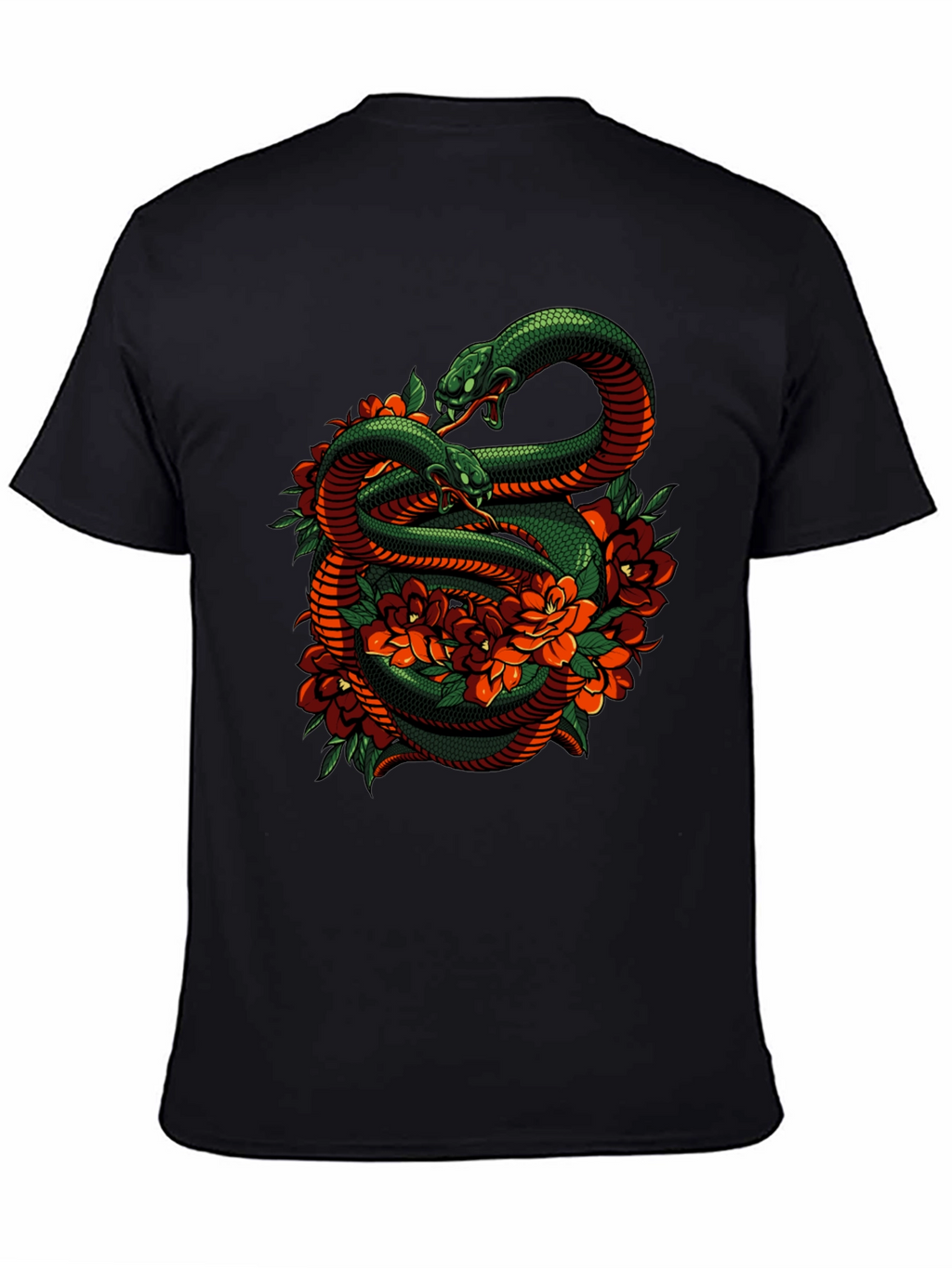 Snake & Roses Graphic Tee - Edgy Style