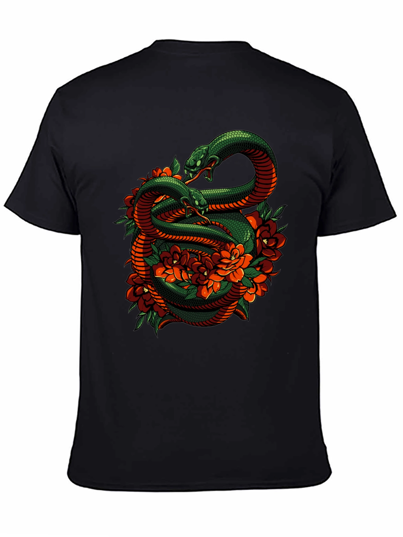 Snake & Roses Graphic Tee - Edgy Style