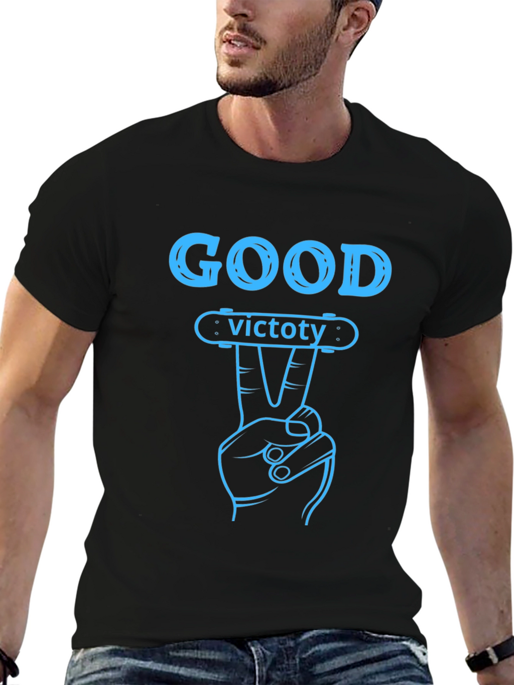 Good Victory Graphic T-Shirt - Skateboarding Theme