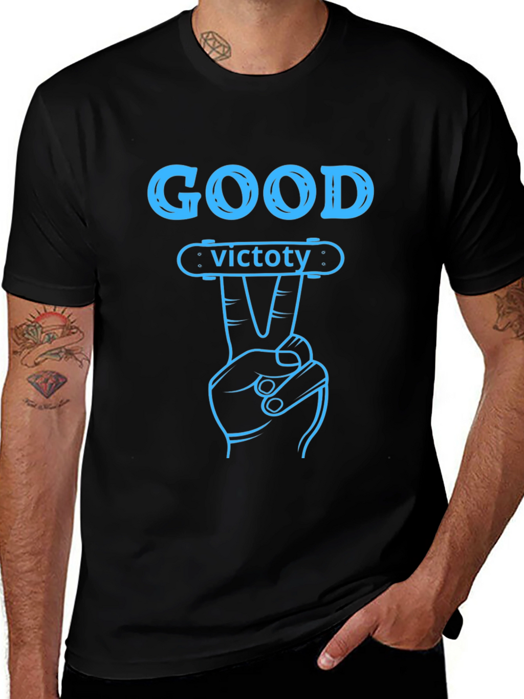 Good Victory Graphic T-Shirt - Skateboarding Theme
