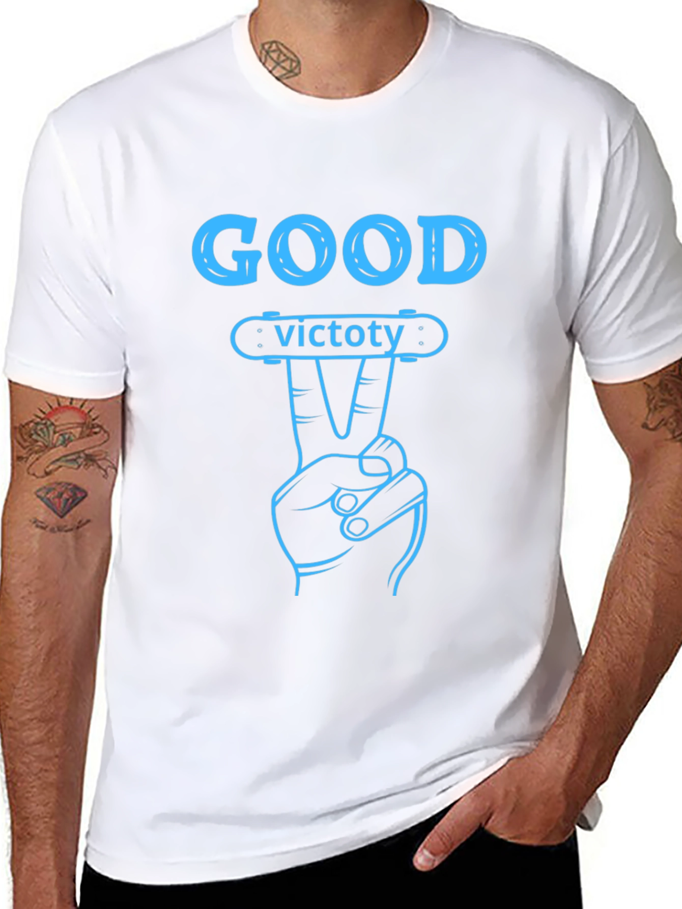 Good Victory Graphic T-Shirt - Skateboarding Theme