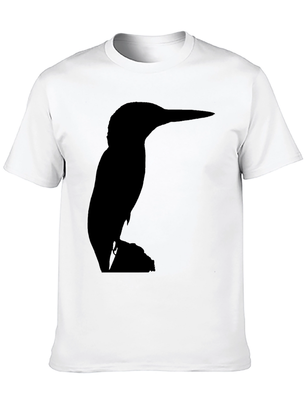 Kingfisher Bird Silhouette Black T-Shirt