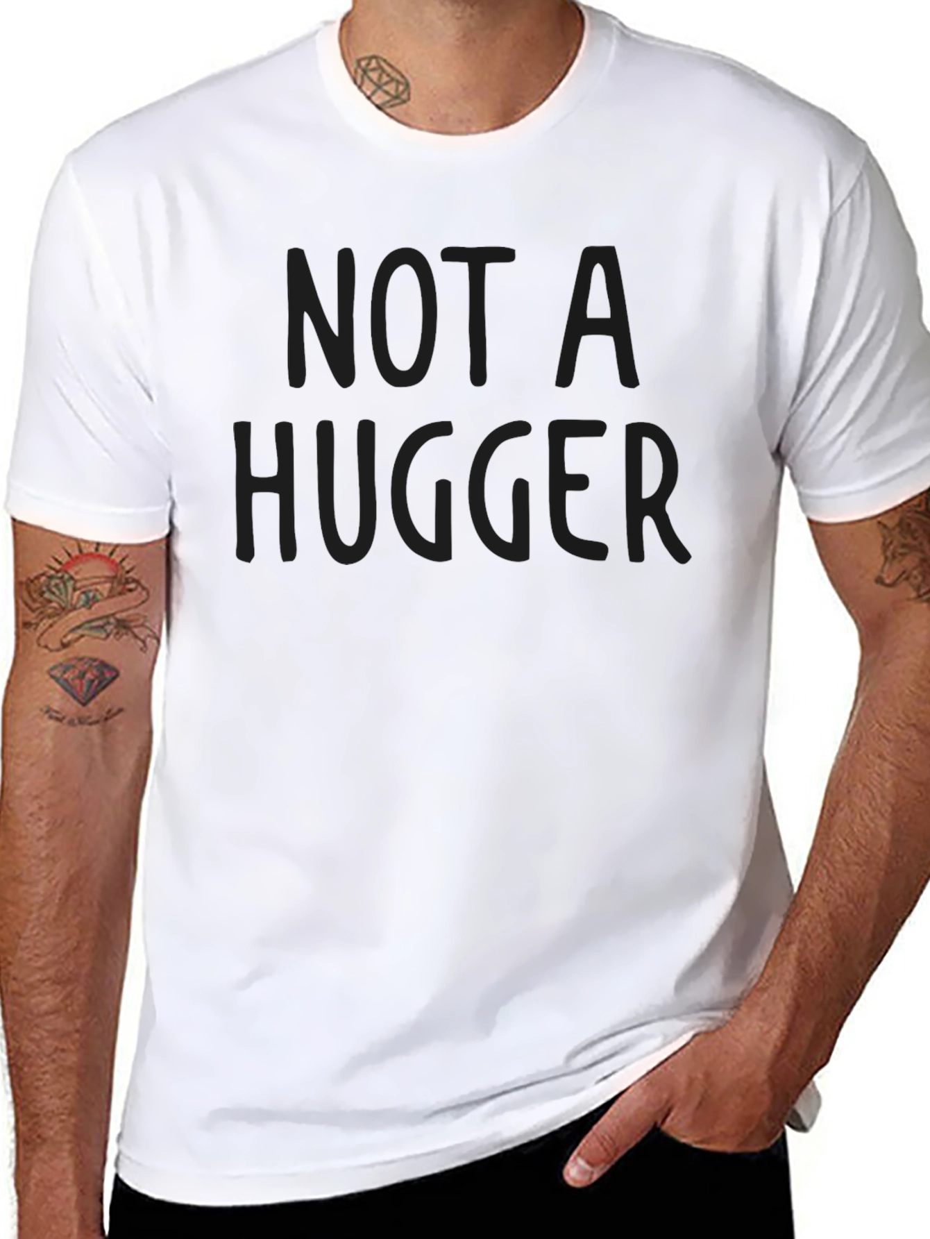 Not A Hugger Black T-Shirt - Anti-Social Humor