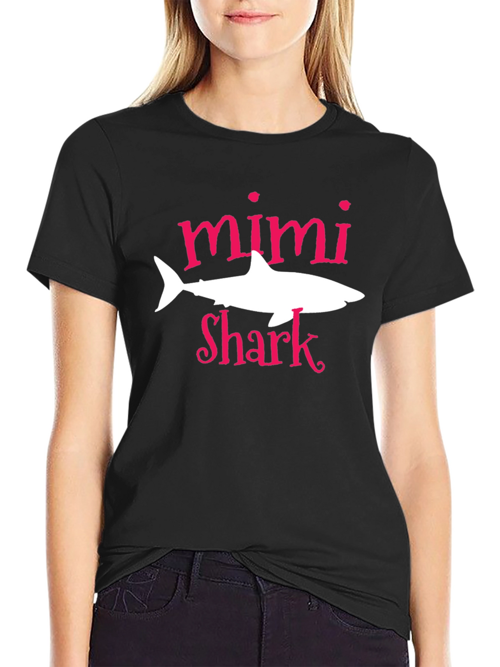 Mimi Shark Graphic Tee - Black Cotton T-Shirt