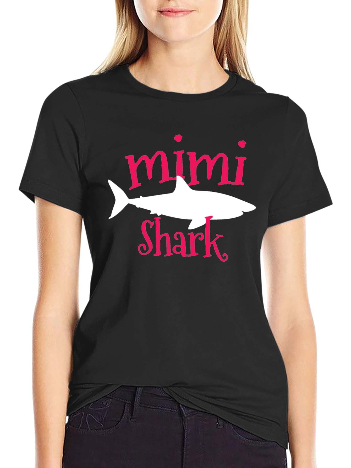 Mimi Shark Graphic Tee - Black Cotton T-Shirt