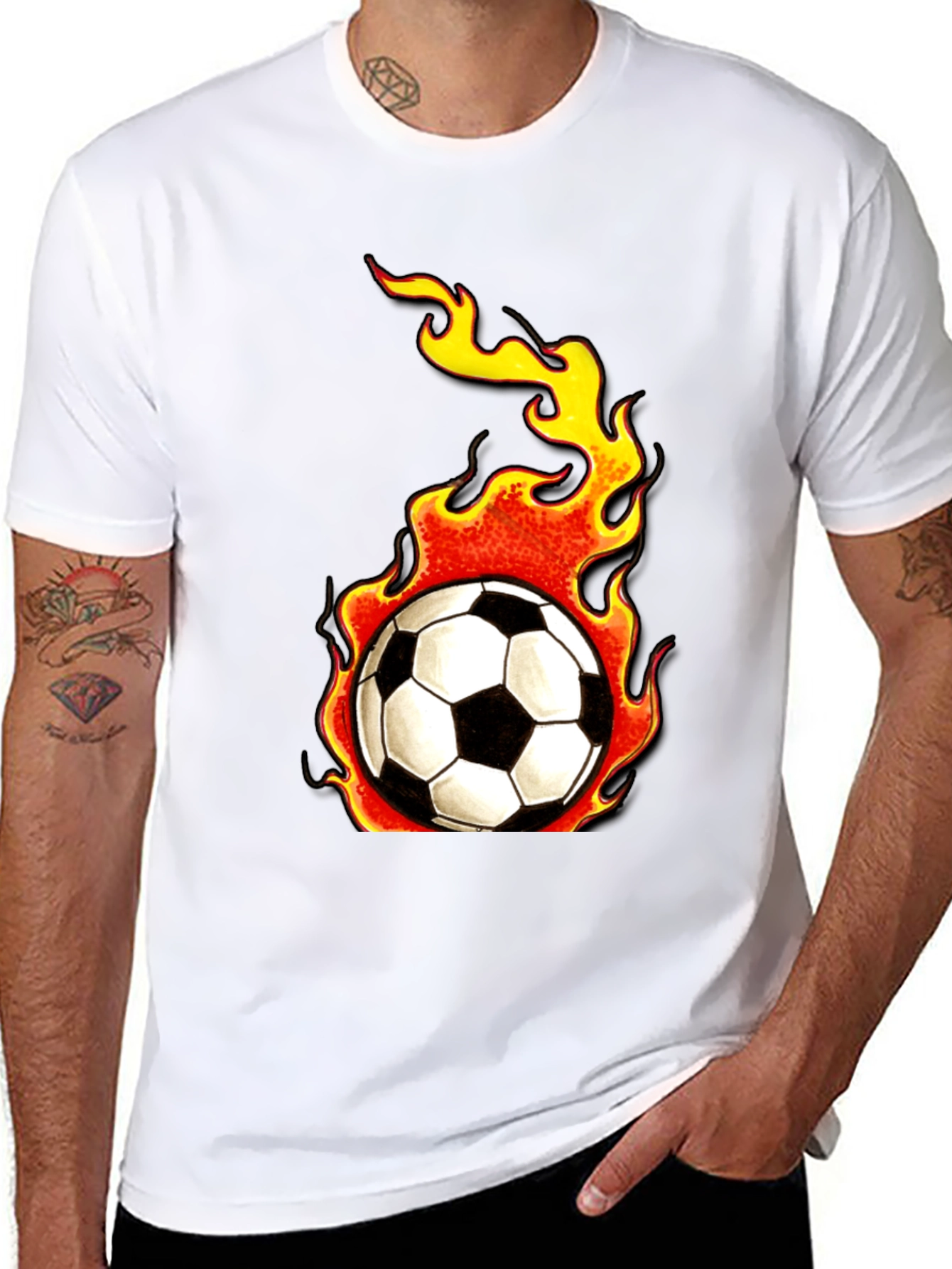Flaming Soccer Ball Graphic Tee