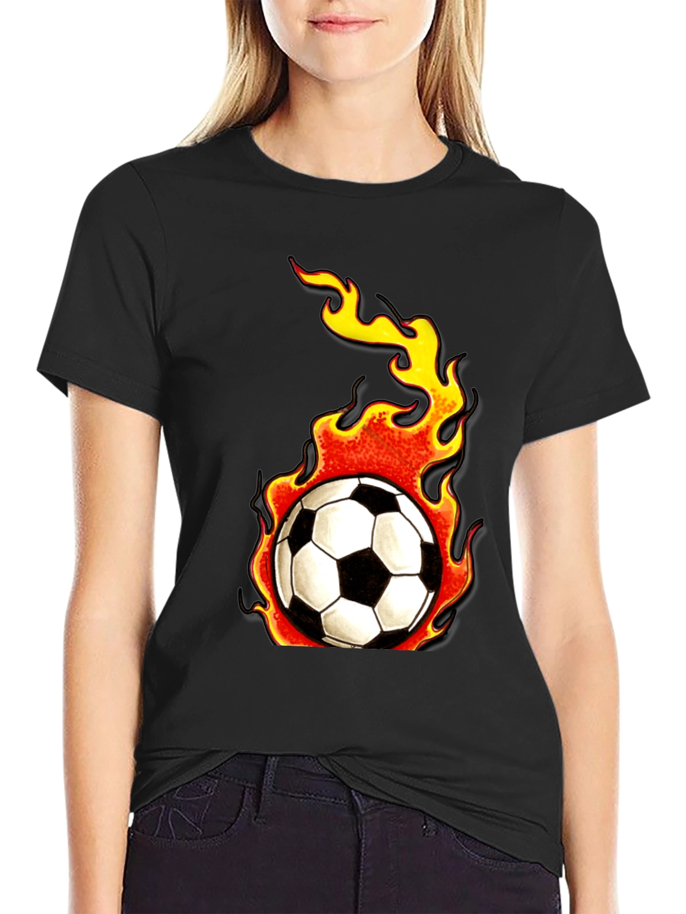 Flaming Soccer Ball Graphic Tee