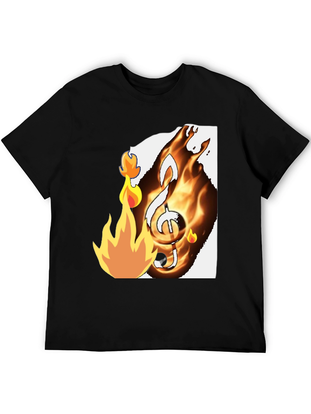 Fiery Music Note Graphic T-Shirt - Black