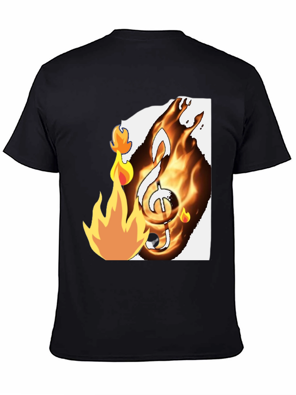 Fiery Music Note Graphic T-Shirt - Black