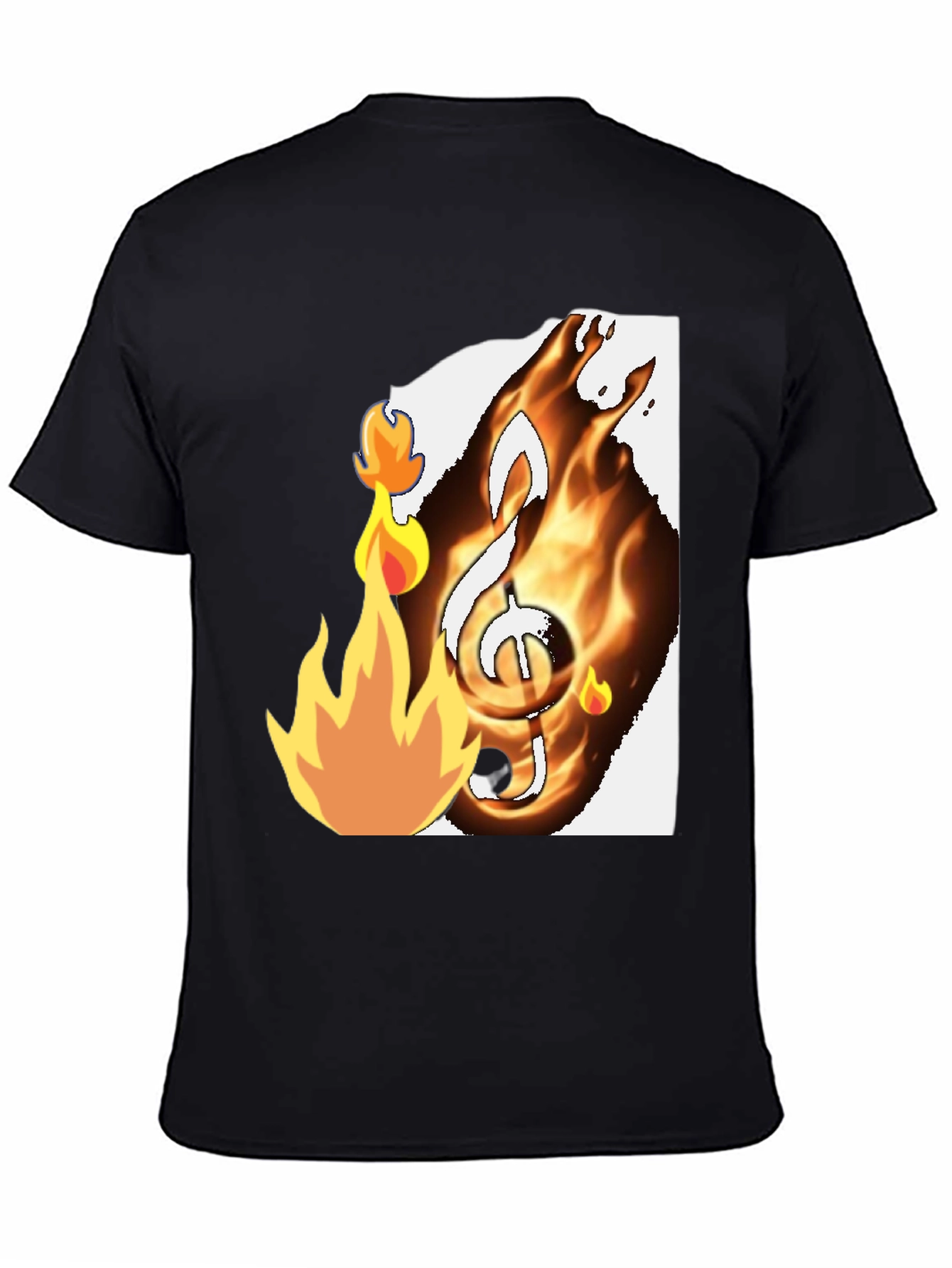 Fiery Music Note Graphic T-Shirt - Black