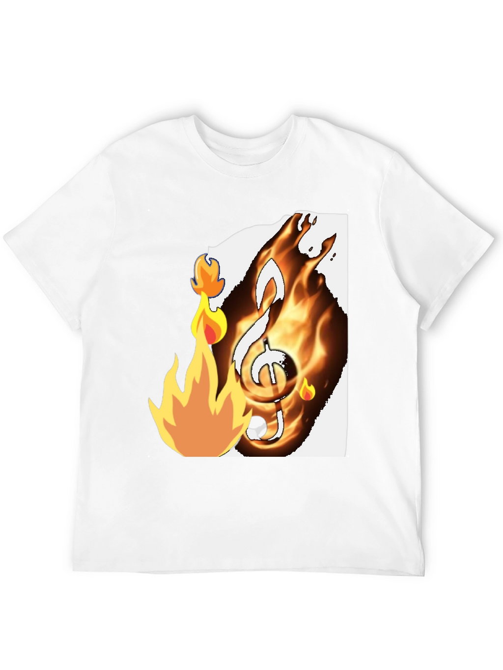 Fiery Music Note Graphic T-Shirt - Black