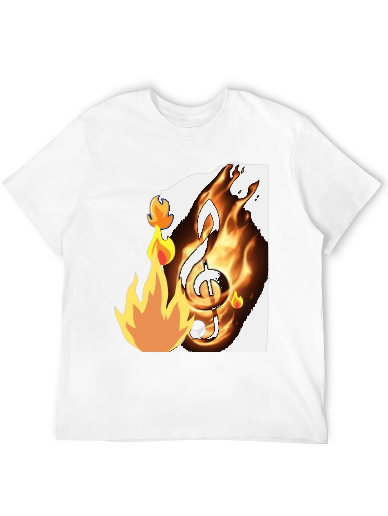 Fiery Music Note Graphic T-Shirt - Black