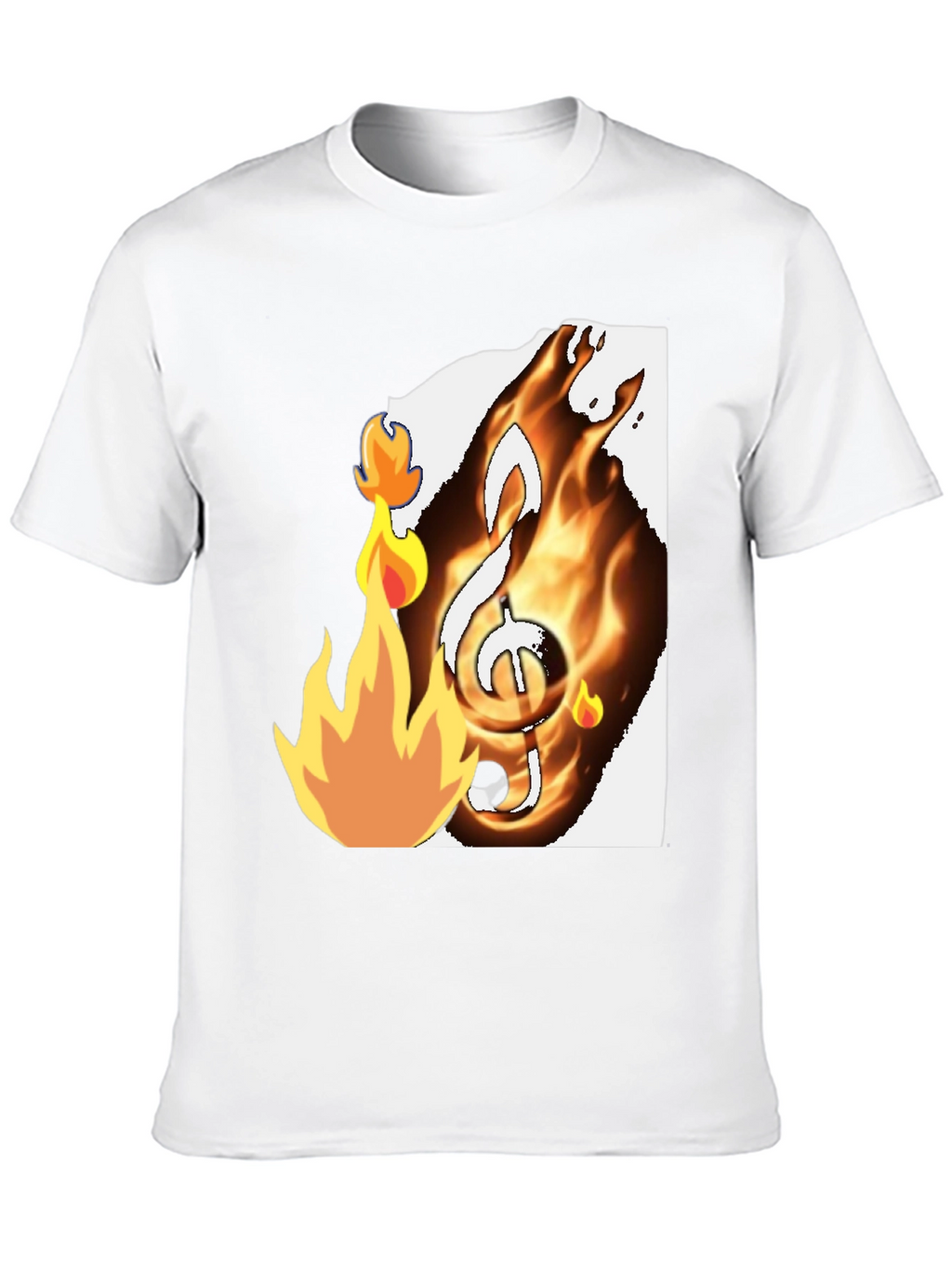 Fiery Music Note Graphic T-Shirt - Black