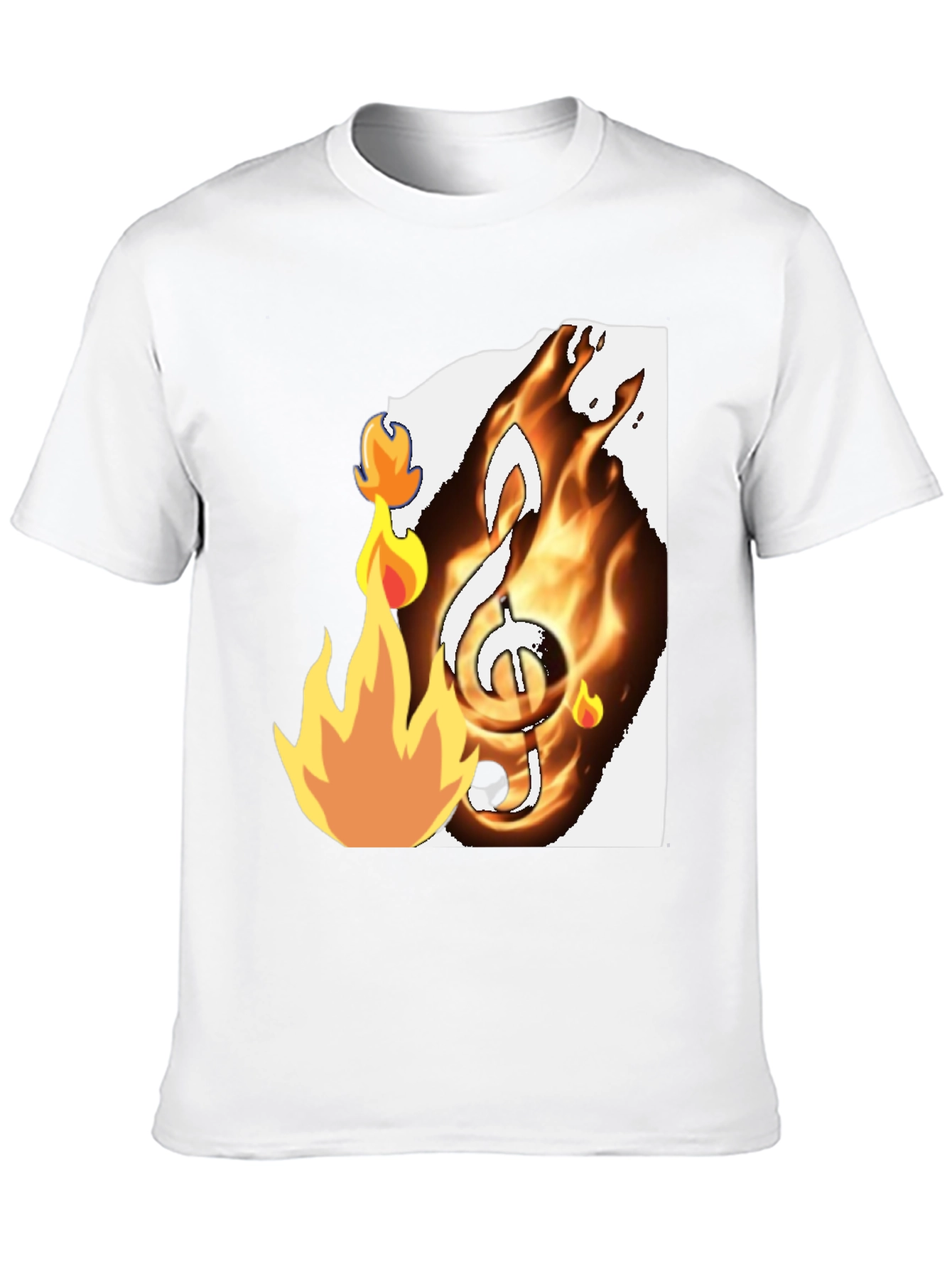 Fiery Music Note Graphic T-Shirt - Black