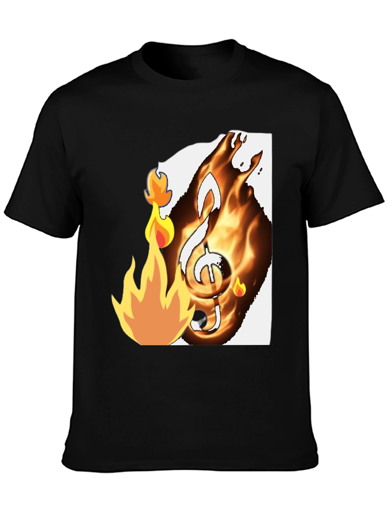 Fiery Music Note Graphic T-Shirt - Black