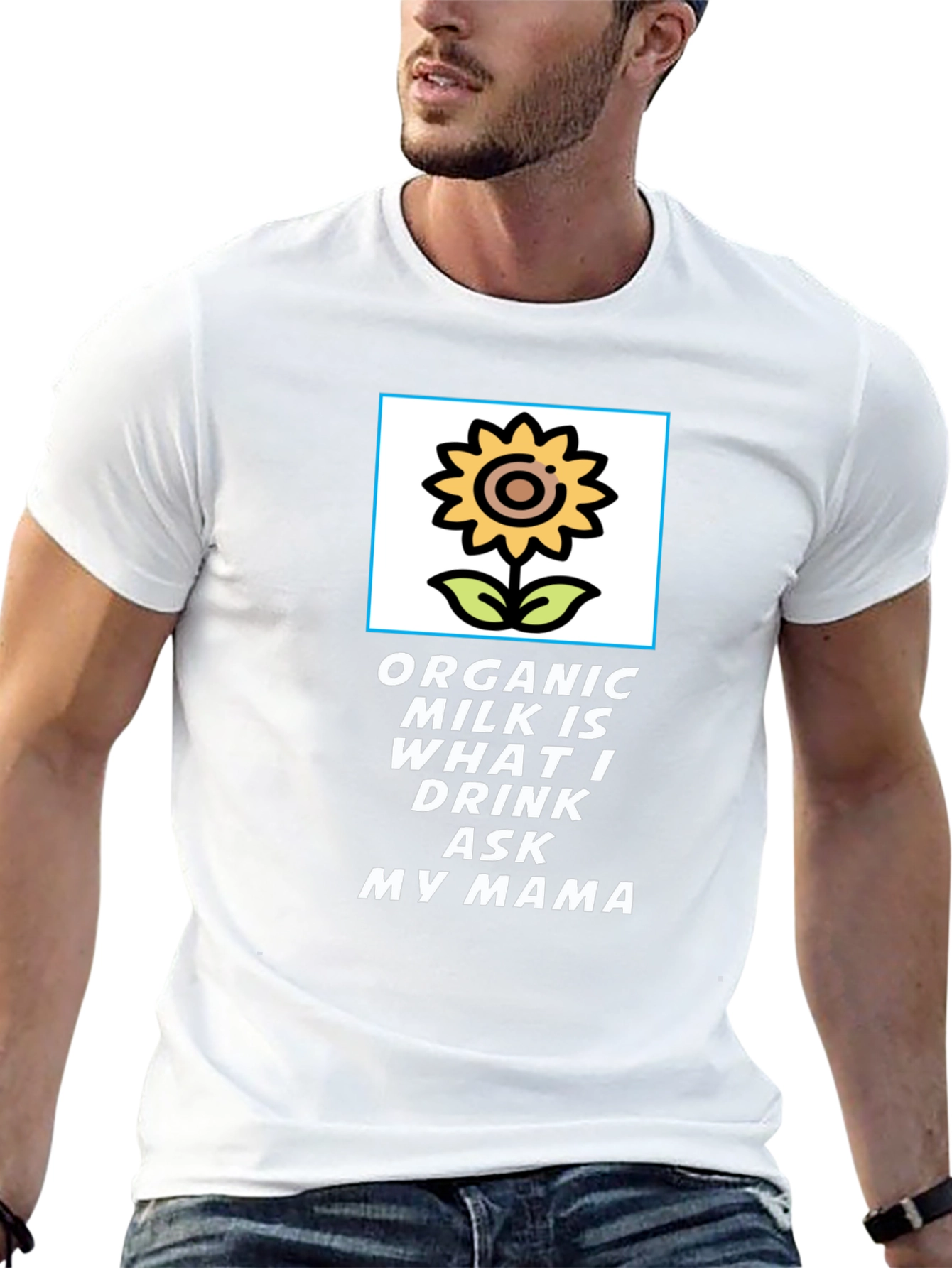 Organic Milk T-Shirt: Sunflower Design