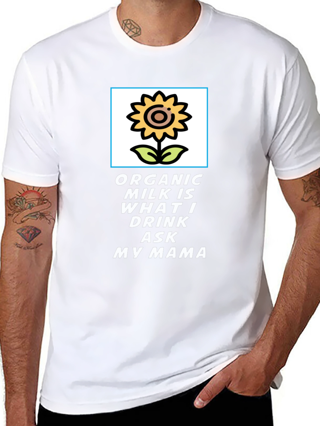 Organic Milk T-Shirt: Sunflower Design
