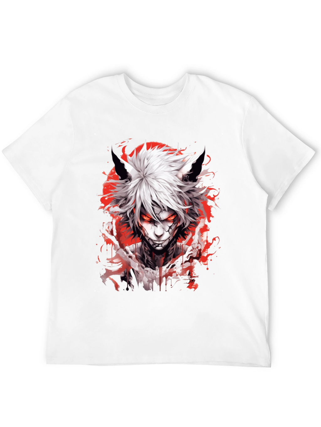 Anime Wolf Graphic Tee - Mens Black T-Shirt