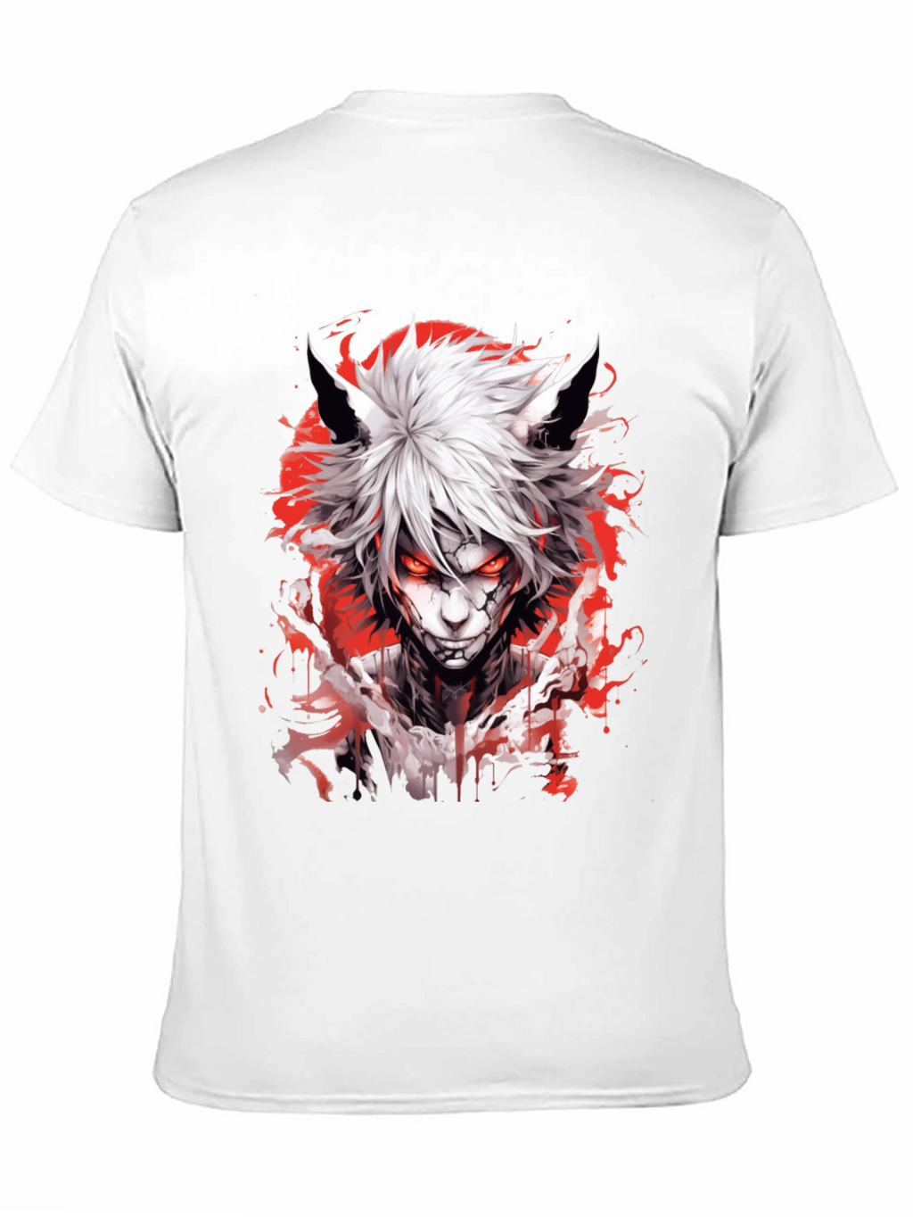 Anime Wolf Graphic Tee - Mens Black T-Shirt