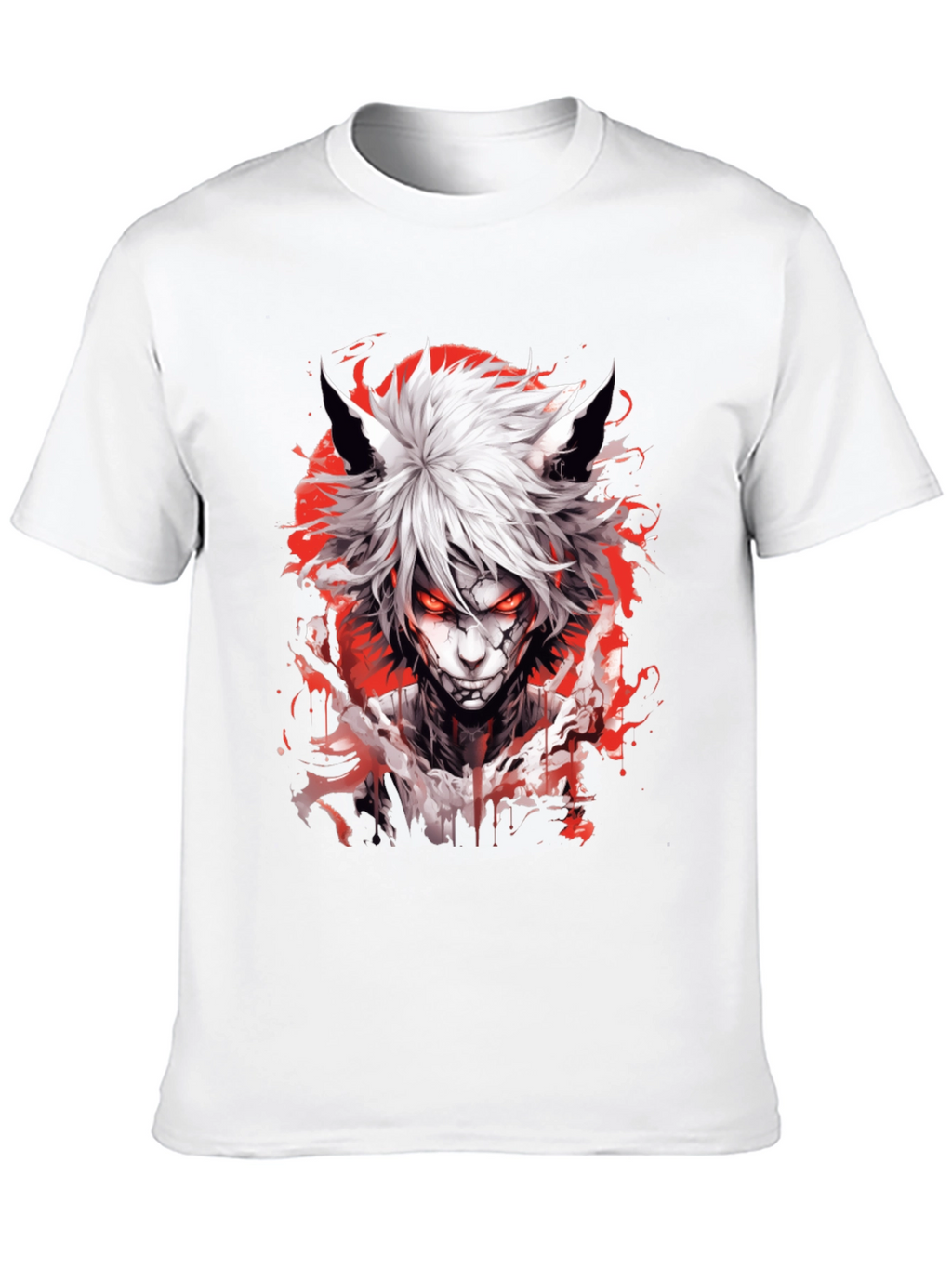 Anime Wolf Graphic Tee - Mens Black T-Shirt