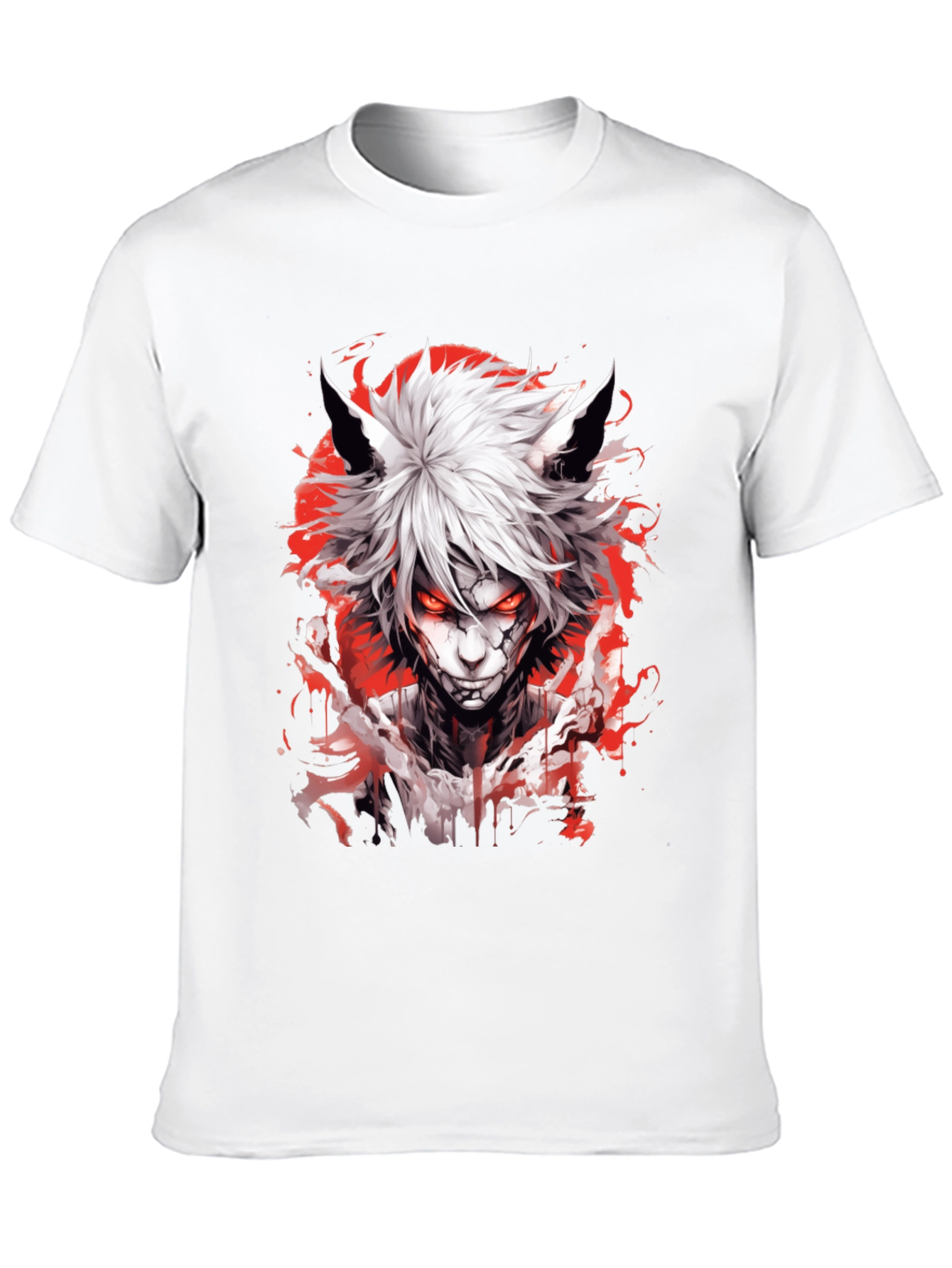 Anime Wolf Graphic Tee - Mens Black T-Shirt