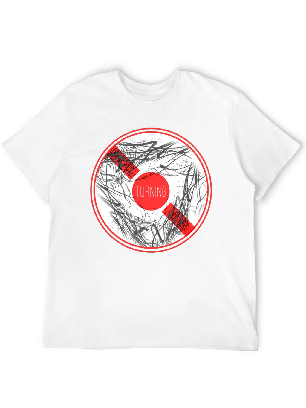 Abstract Graphic Print Crew Neck T-Shirt - Black