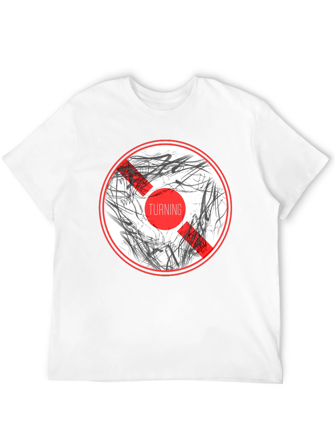 Abstract Graphic Print Crew Neck T-Shirt - Black
