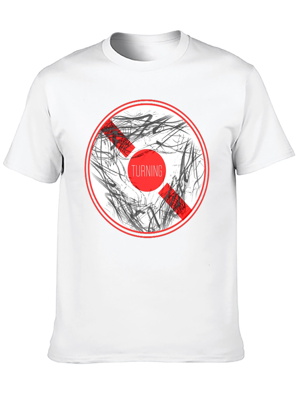 Abstract Graphic Print Crew Neck T-Shirt - Black