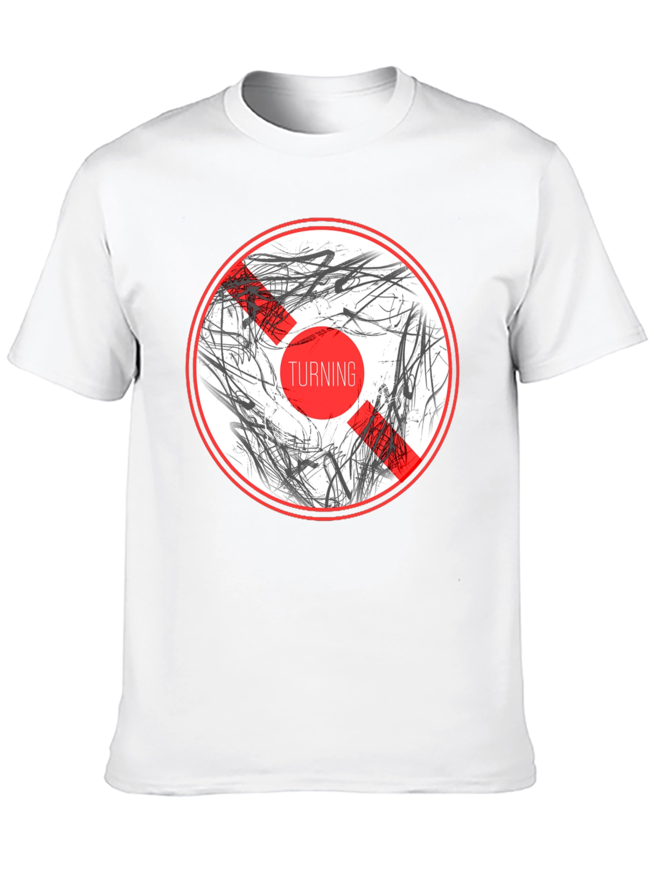 Abstract Graphic Print Crew Neck T-Shirt - Black