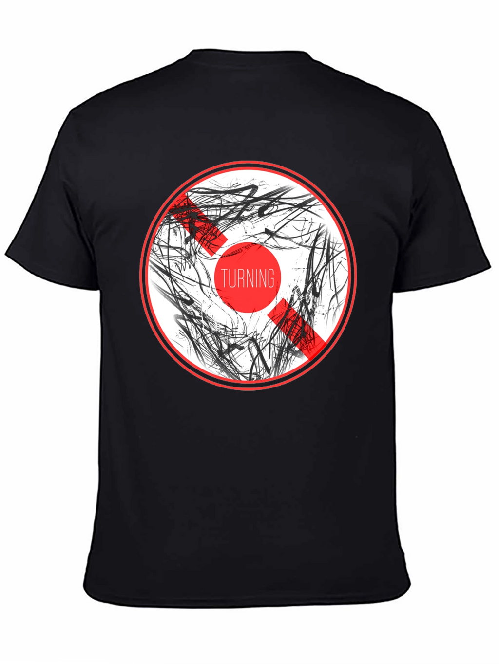 Abstract Graphic Print Crew Neck T-Shirt - Black