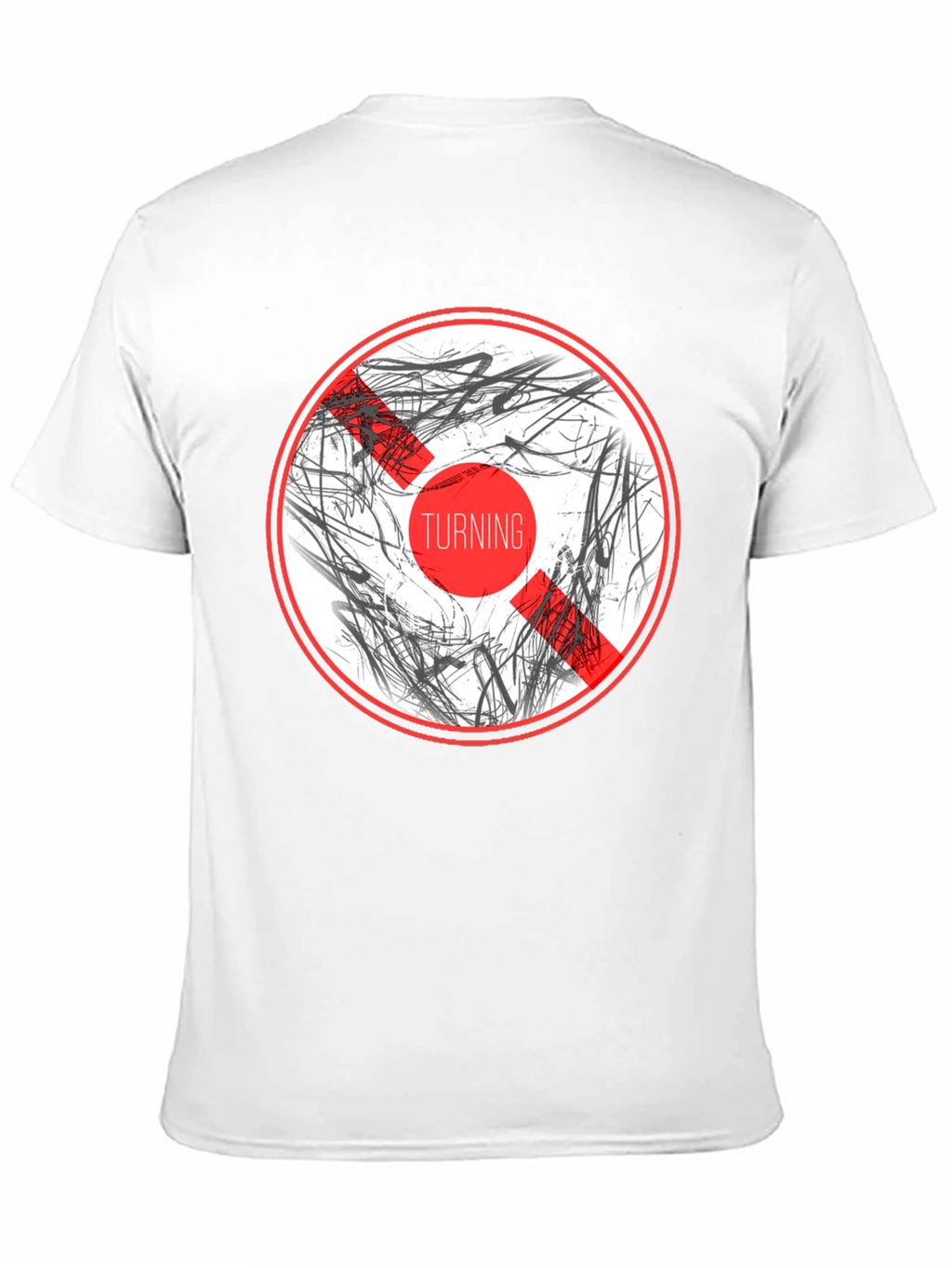 Abstract Graphic Print Crew Neck T-Shirt - Black